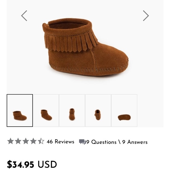 MINNETONKA | size 2 | infant back flap bootie - Picture 4 of 5